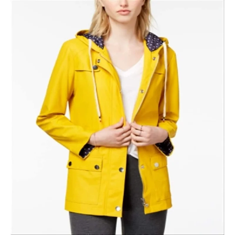 Maison Jules Women's Hooded Raincoat Yellow Size Large